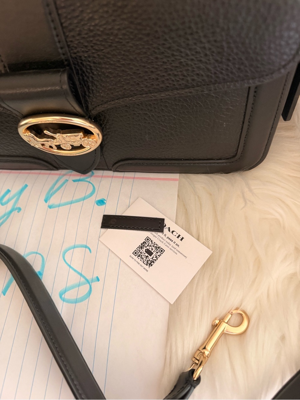 Coach Georgie Shoulder Bag, Style 5493, Black Leather with Horse & Carriage